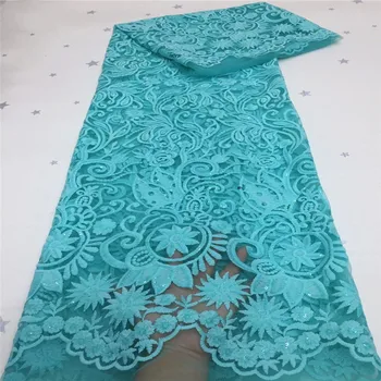 

Hot Sale Royal Blue African Nigerian Net Voile Sequins Lace Fabric High Quality 2020 French Mesh Lace Fabric For Wedding Sewing
