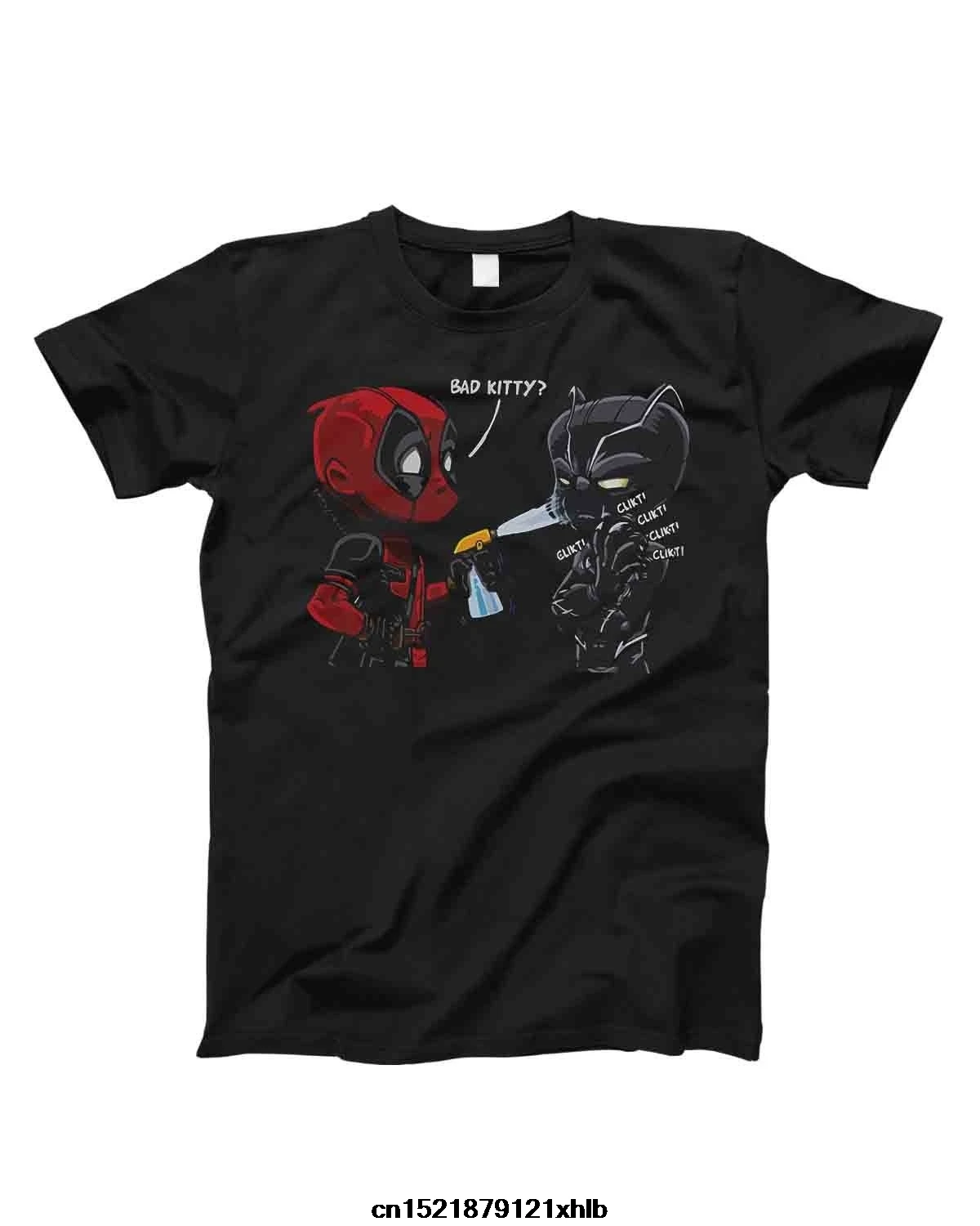 Men T shirt Deadpool And Black Panther Bad Kitty Shirts XS Fashion Summer funny t-shirt novelty tshirt women | Мужская одежда