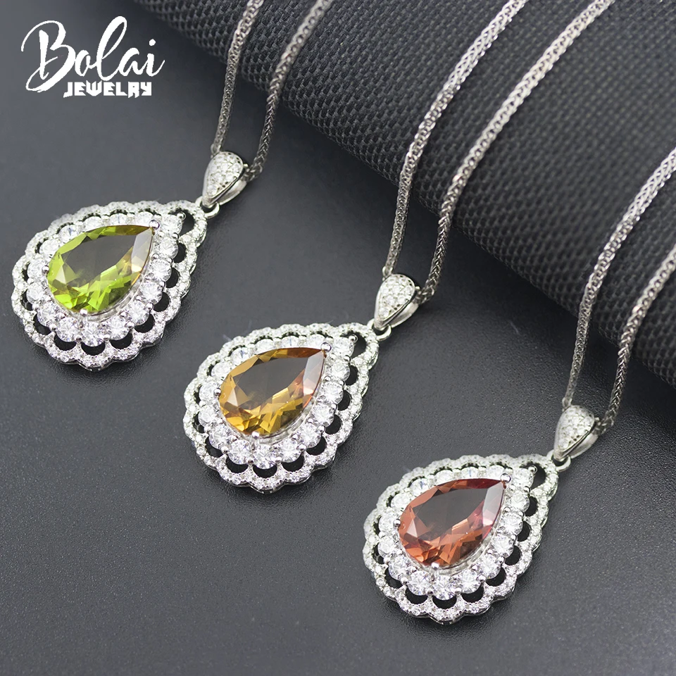 Bolai 3.86ct ожерелье с подвеской из стерлингового серебра 925 пробы изменяющимся