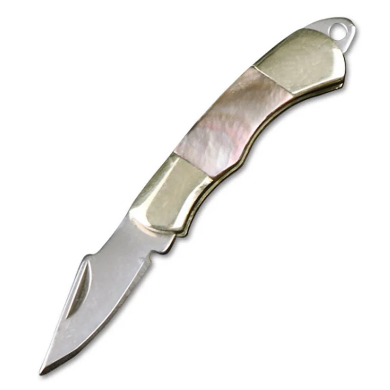 

-1 Set Of 3 Mini Beautiful Shell Folding Blade Knife Mini Pocket Wallet Keychain Knives Survival Edc Tool Cutter Peeler