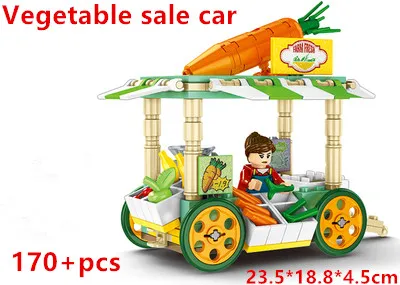 Сценарная распродажа, автомобиль, детская игрушка для мальчиков, строительные игрушки для детей, сборка нано-блоков, тележка на вынос, уличный вид, 18 друзей