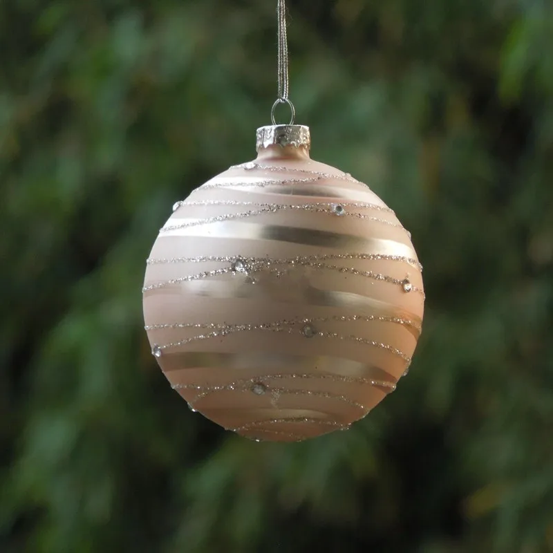 

12 шт./упак. Диаметр = 8 см розовый серии со стеклянными круглыми Шарами Рождество дерево украшение висит кулон свадебной церемонии, подарок