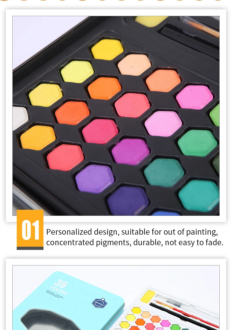 Pintura da Cor de Água Defina a Caixa de Ferro Cores Pigmento Aquarela Portátil Mão-pintado Pintura Arte Suprimentos Estudante 36 13 Cheap Water Color