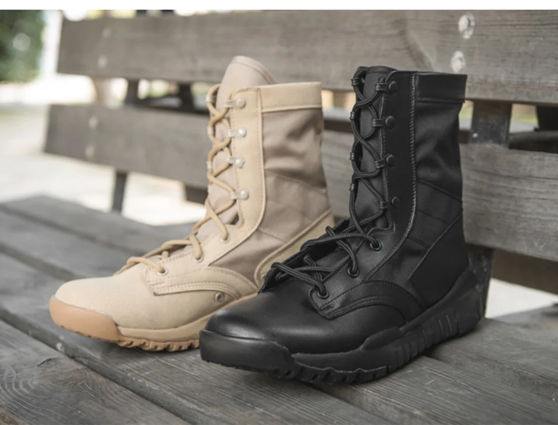 Ultra-Light Combat Boots Outdoor Sports Men's Hight-top Tactical Shoes Breathable Hiking Boots Wear-Resistant Lightweight Curren