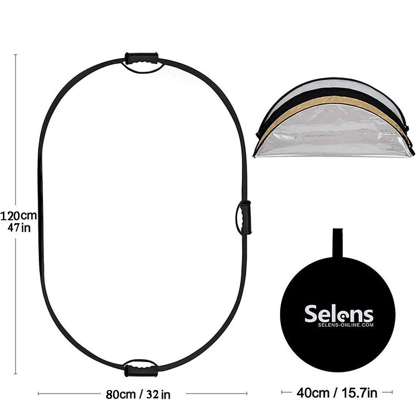 Selens 32x4" /80x120 см Овальный 5 в 1 Отражатель рассеиватель комплект диск портативный мульти камера освещение с чехол для переноски для фотографии