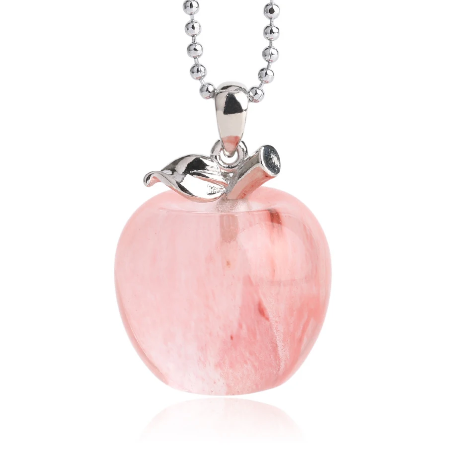 Ожерелье с кулоном-яблоком из натурального камня для женщин и девочек, ожерелье из кварцевых бусин и кристаллов, модное очаровательное женское ювелирное изделие - Окраска металла: G