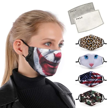 

Fashion Reusable Protective PM2.5 Filter Printing mouth Mask anti dust Face mask Windproof Mouth-muffle bacteria proof Flu Mask