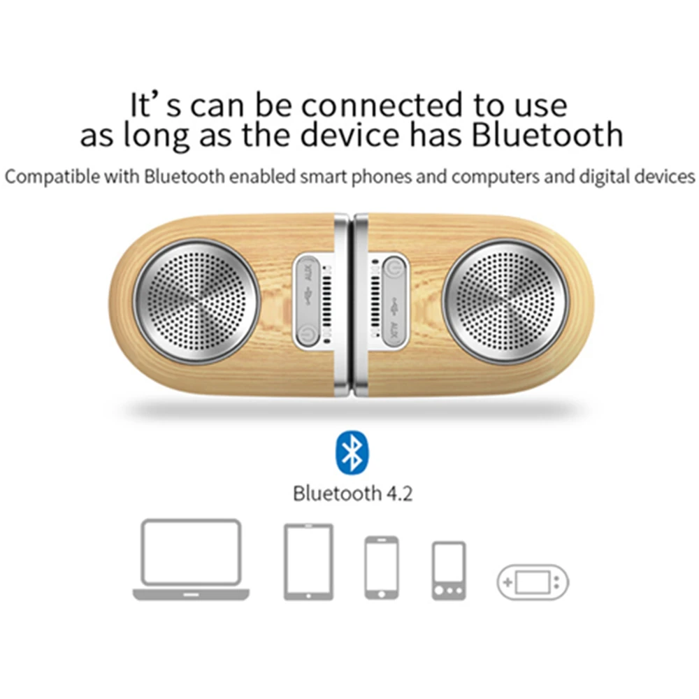 OVEVO D10 Bluetooth динамик деревянный 3,7*1000 мАч водонепроницаемый аудио портативный динамик открытый беспроводной Саундбар