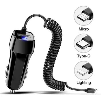 

Type C cable car fast charger mobile phone charger with USB For iphone 11 7 Samsung S10 Xiaomi Micro Cable Fast Phone Charger