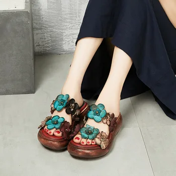 

2019 Manual Genuine Leather Cool Slipper Personality Flower Thickness Bottom With Woman Fish