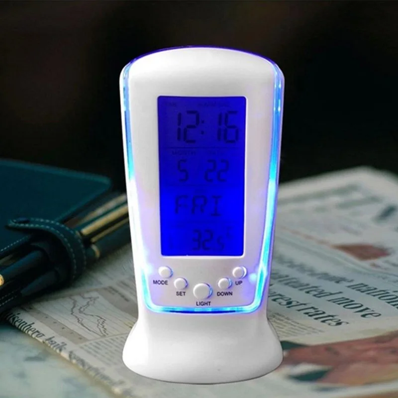 СВЕТОДИОДНЫЙ цифровой термометр календарь Дисплей будильник настольные часы будильник 12/24 ч формат Дисплей времени данных Температура