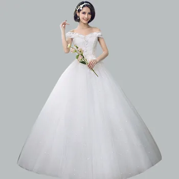 

Lace Up Wedding Gowns CR701 Embroidery Beading Bridal Dresses Off The Shoulder Vestidos De Novia Appliques Long Wedding Dress