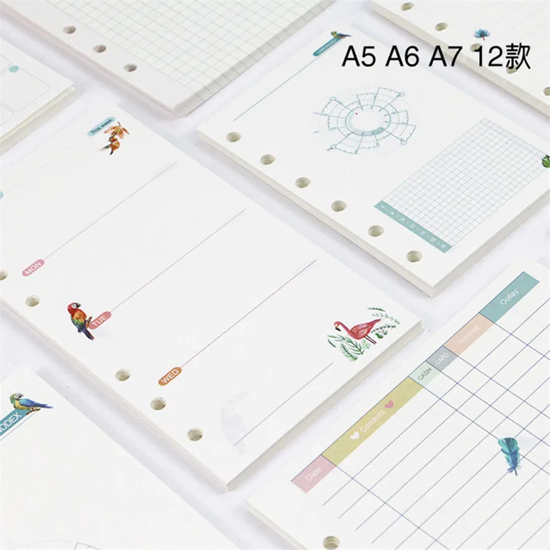 

Forest Series Loose Leaf Notebook Refill 6 Holes Spiral Binder Planner Inner Page Inside Paper Dairy Weekly Monthly Plan
