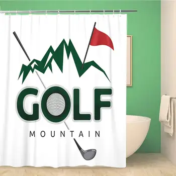 

Bathroom Shower Curtain Ball Golf Mountain Cartoon Challenge Clip Clipart Closeup Club Competition Polyester Fabric 72x78 inches