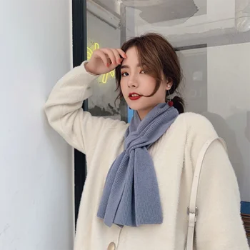 

Men and women's solid color cross scarf double knit thermal scarf new autumn and winter scarf