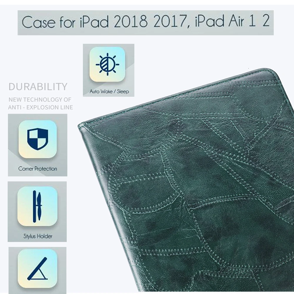 Из искусственной кожи чехол для iPad Air 2 Air 1 чехол пробуждения/Sleep(Пробуждение/спящий режим) крышка чехол для iPad чехол 9,7 смарт-чехол для iPad воздуха 2 Чехол