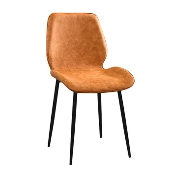 

Nordic single sofa leather art restaurant chair back hotel modern light luxury iron high-end leisure chair net red chair