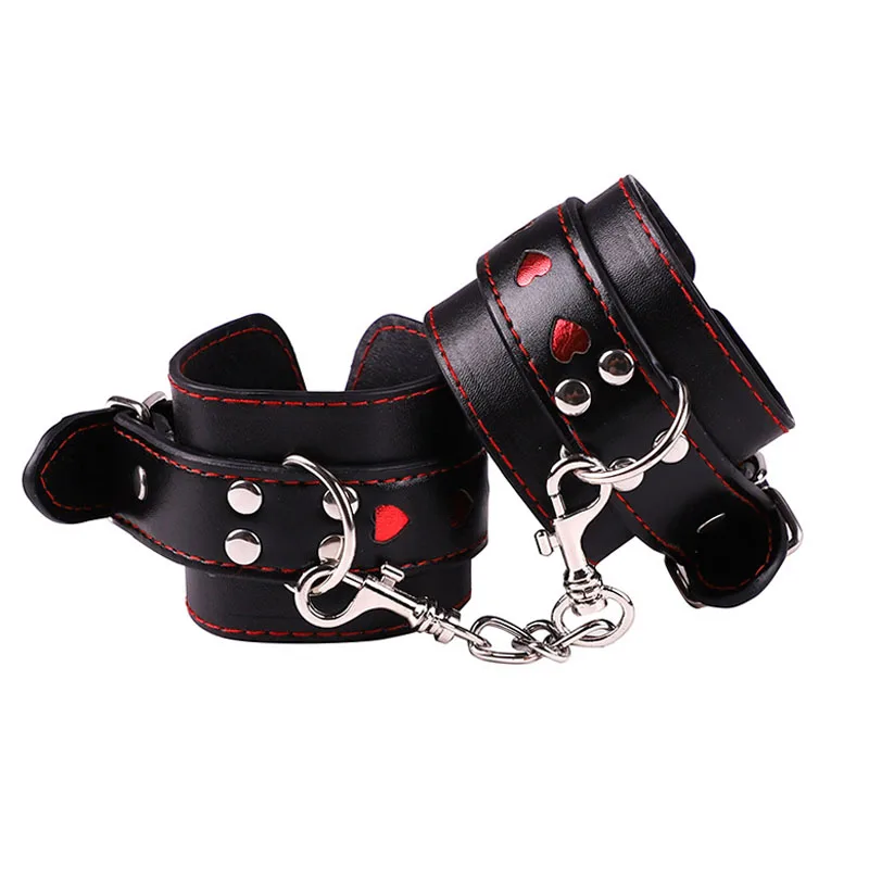Hearts Handcuffs Ankle Restraints Cosplay Strict Bondage Play Punk BDSM Adult Games Sex Flirt Toys