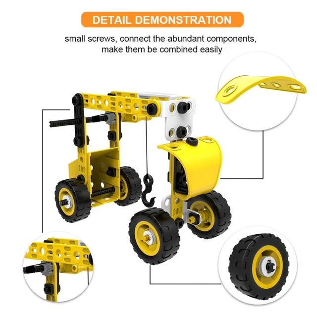 Intellectual Assembly Truck Car, 1 Set DIY Construction Vehicle Toy, Nut Engineering Vehicles for  for Kids Boys 69HE 4