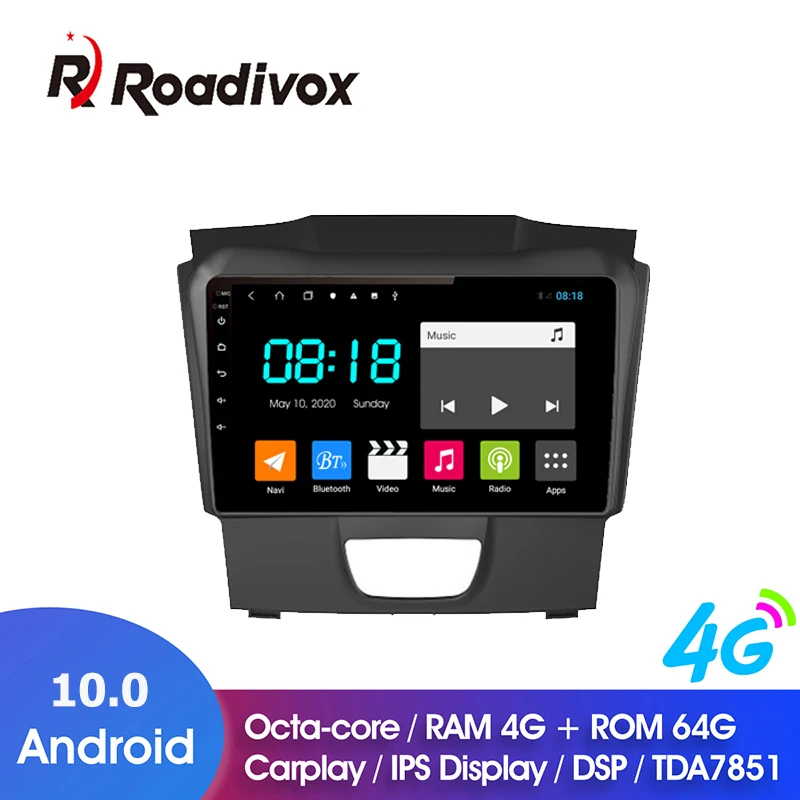 Автомобильный Dvd-плеер 9 дюймов Android 10 0 RAM4G ROM64 ГБ для Isuzu D-MAX DMAX 2015-2018 Gps-навигация