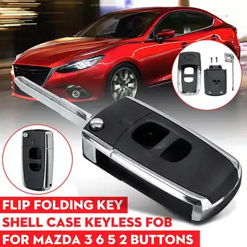 

2 Buttons Remote Flip Folding Car Key Shell Case Uncut Blank Blade Replacement For Mazda 2 3 5 6 MX-5 RX-8