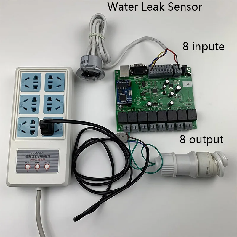 Domotica умный Samrt модуль домашней автоматизации контрольный Лер TCP IP сетевое реле Управление с датчик утечки воды детектор 8 Выход 8 вход