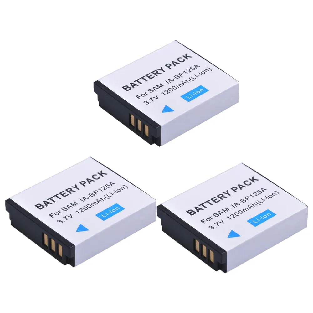 Аккумулятор для камеры Samsung 1200 IA-BP125A HMX-QF20 HMX-QF30 HMX-QF300 HMX-M20 HMX-Q10 HMX-Q1 мА · ч 3 шт. |