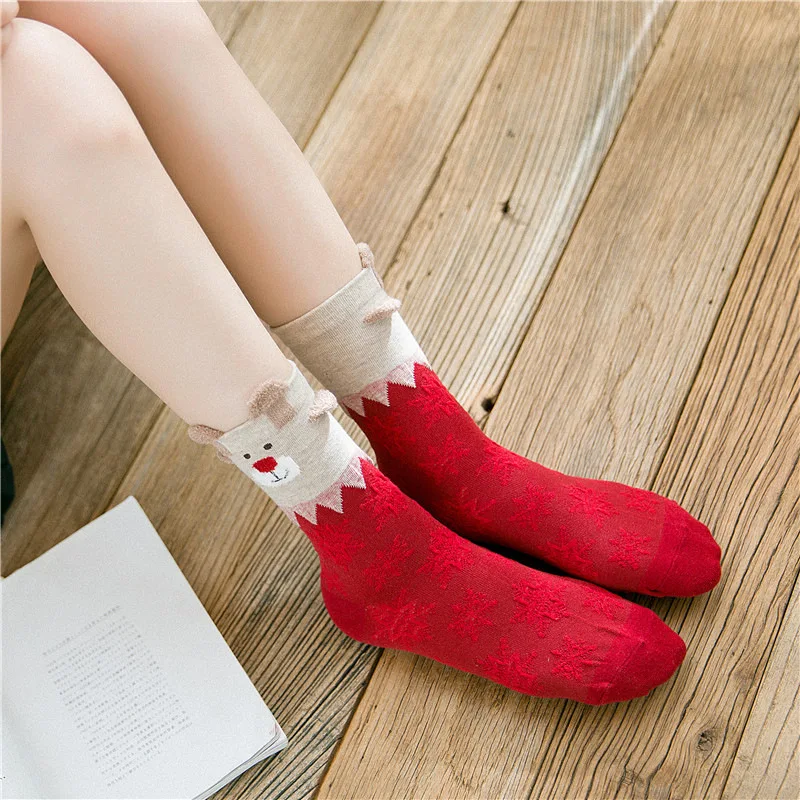 Jeseca/милые женские носки с рисунками животных; сезон осень-зима; утепленные носки; Sox ; новогодние носки для рождественской вечеринки; подарки для девочек