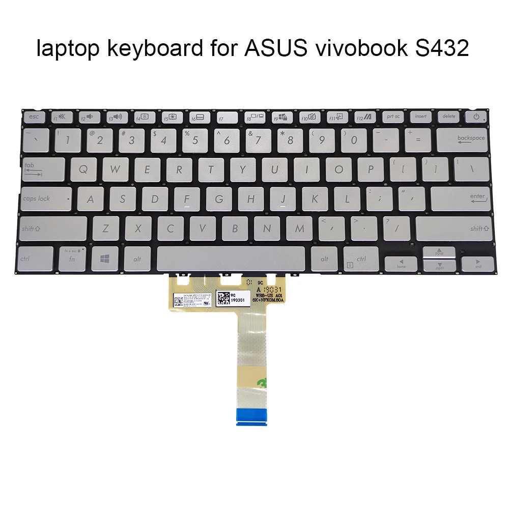 Teclados de Substituição para Asus Vivobook S14 S432 S432fa S432fl Prata dos Eua sem Luz de Fundo 0knb0 212gus00