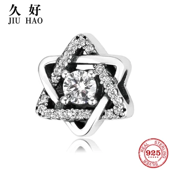 

Hot 925 Sterling Silver Double triangle zircon Beads womens accessories trendy Fit Original JIUHAO Charms Bracelet Jewelry