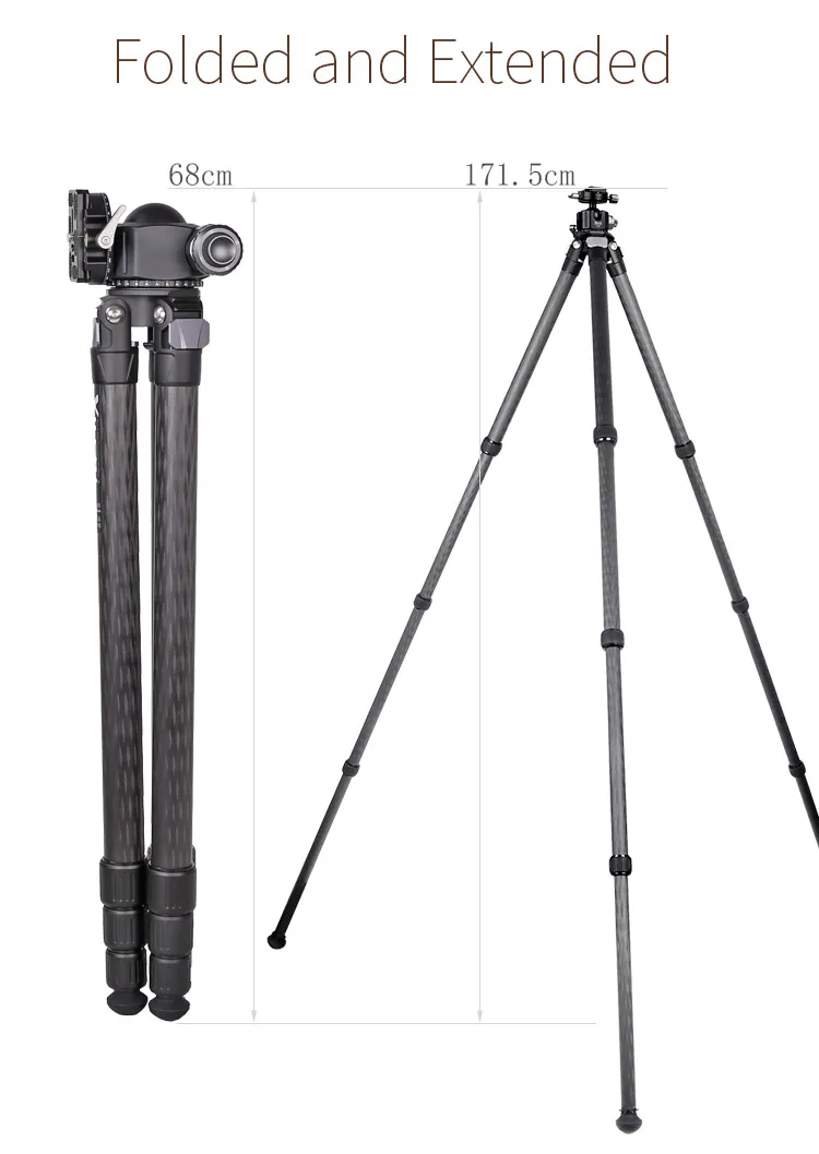XILETU XLS324C+ G54 штатив из углеродного волокна для профессиональной фотосъемки с панорамной шаровой головкой 360 градусов для Dslrs камер