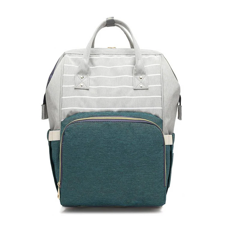 Новая сумка для подгузников для мам, сумка для подгузников в полоску, Большая вместительная сумка для подгузников, рюкзак для путешествий, сумка для ухода за ребенком, женская модная сумка - Цвет: Green