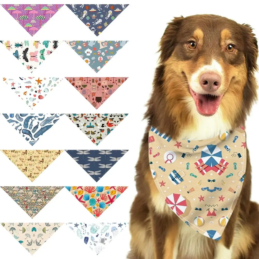 Bandana ajustable para perros y gatos, Collar suave con estampado de dibujos animados, suministros para perros y gatos, bufanda para perros medianos y grandes, accesorios para mascotas