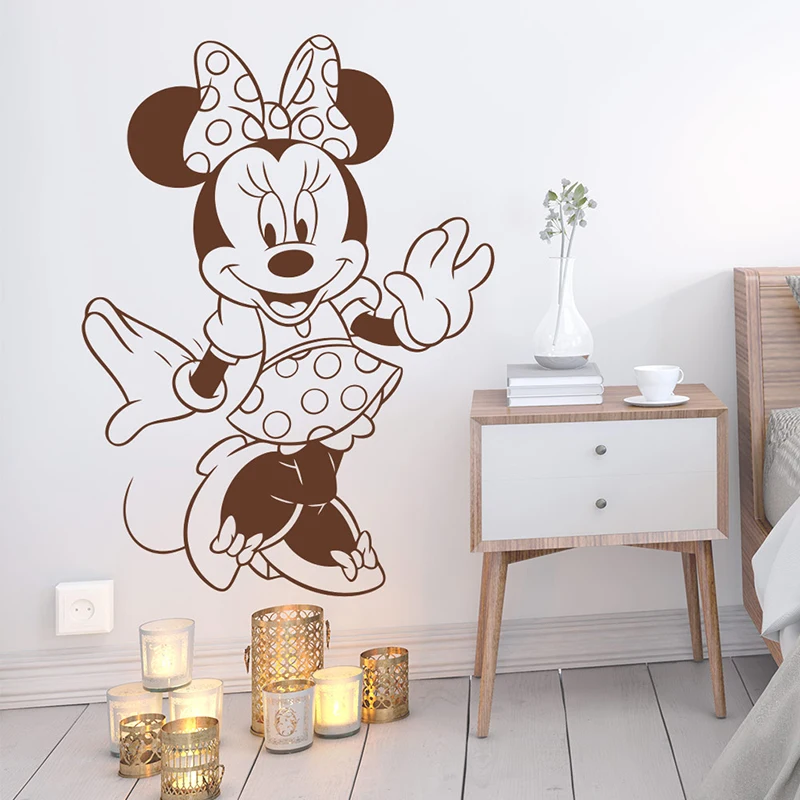 Cartoon Disney Minnie Mouse Wall Stickers For Home Decor Living Room Girls Room Nursery Decoration Vinyl Mural Wall Art Decals