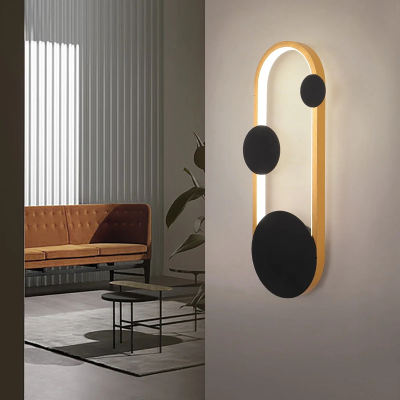 Modern LED Wall Lamps White/Gold With Black Indoor lighting 8ecdde6db90a376d7ab2a4: Oval Gold Black|Oval White Black|Round Gold Black|Round White Black