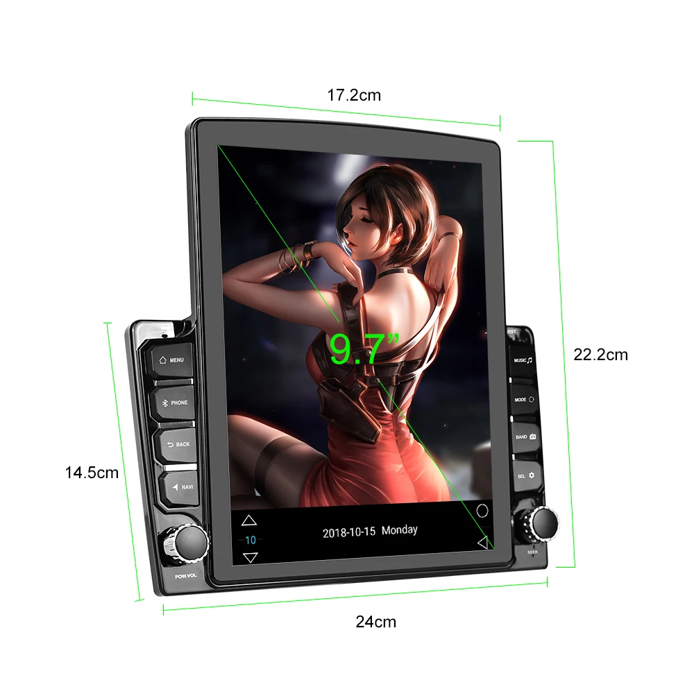 Podofo Android автомобильный радиоприемник 2 Din 10 1 &quotвертикальный Экран HD 2.5D Видео
