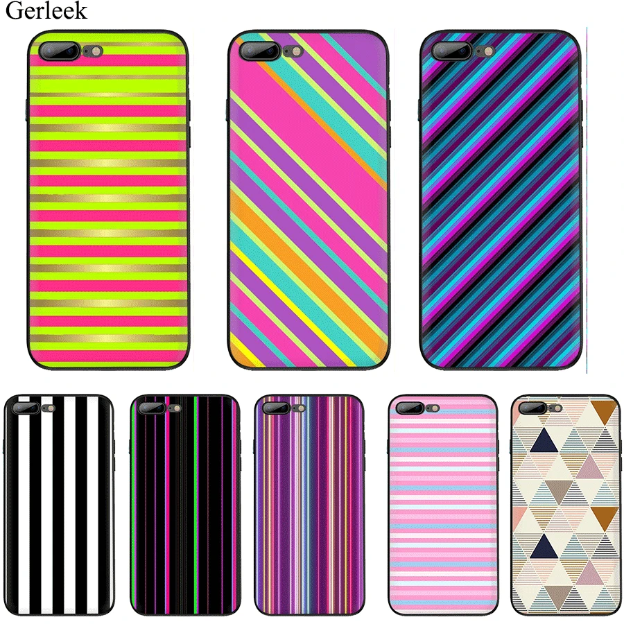 

Modern line pattern Colorful Phone Case Cover for iPhone 11 Pro X XS XR Max iPhone 7 8 6 6s Plus 5 5S SE Cute