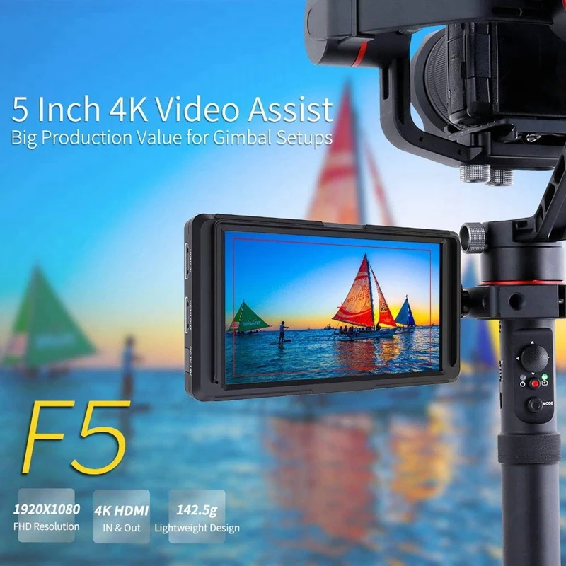 AAAE Top-F5 5 дюймов Dslr на камеру полевой монитор маленький Full Hd 1920x1080 Ips видео Peaking Focus Assist с 4K Hdmi 8,4 V Dc Inpu