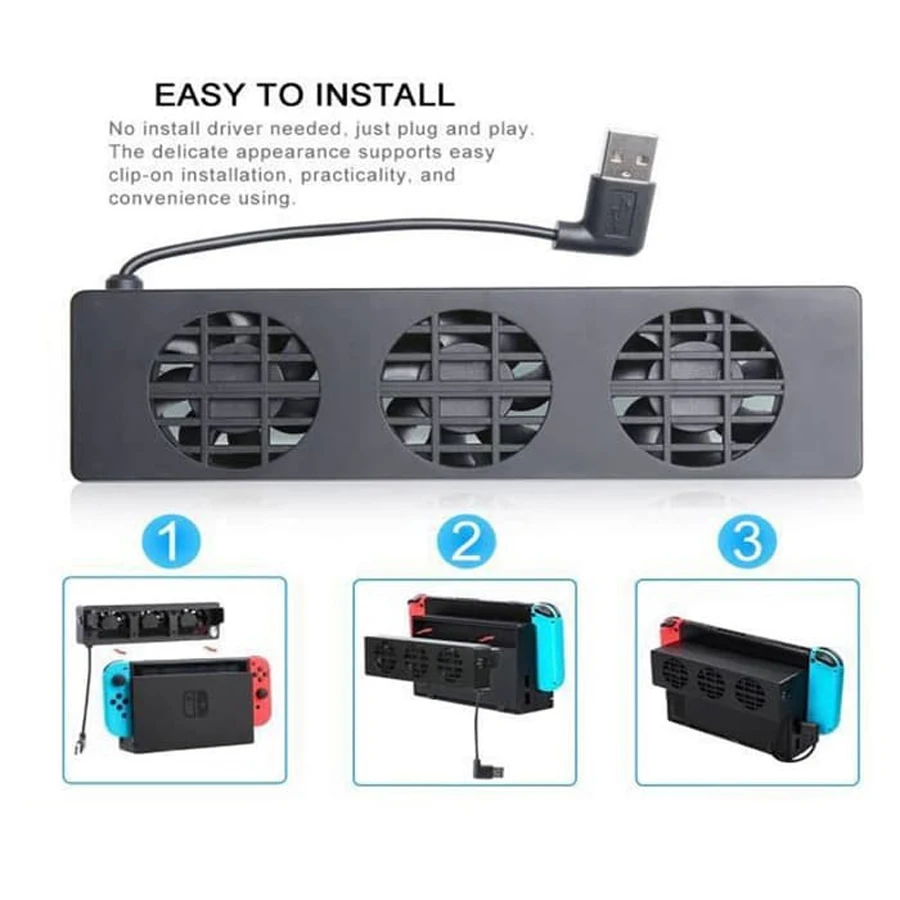 Adjustable Speed Temperature Control Station 3-Fan Dock Mount Console Cooler With Heat Exhaust Ventilation For Nintendo Switch cooling fan,gaming cooling fan