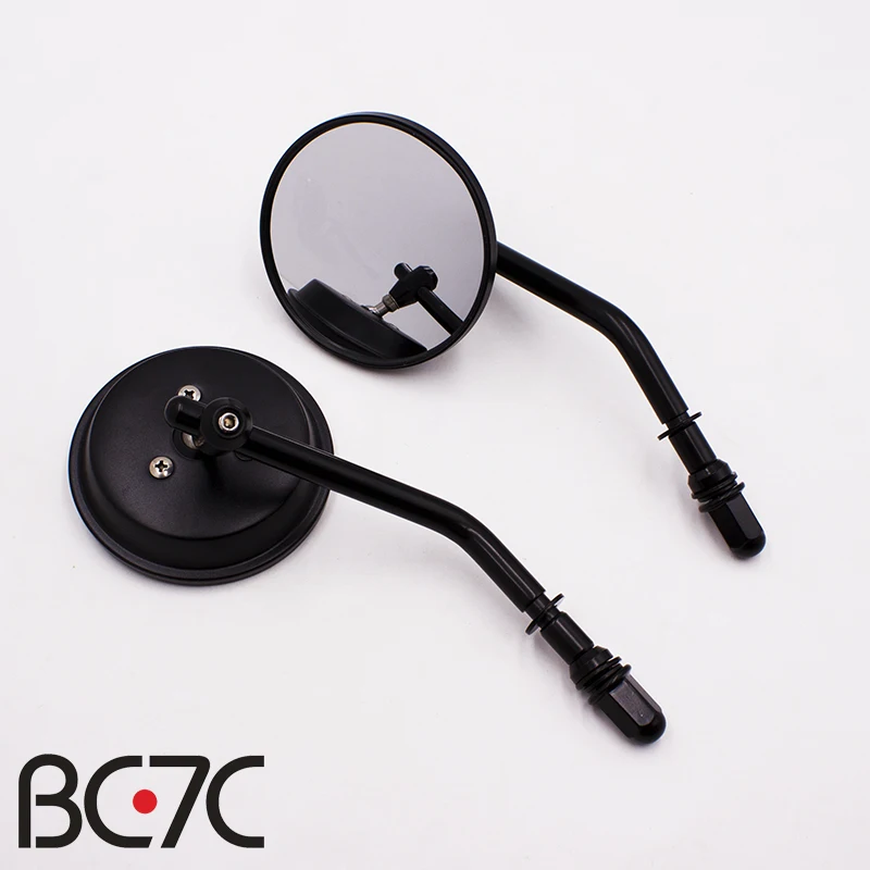 Universal Motorcycle Rear View Mirror Chrome Round Motorbike Long Stem