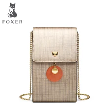 FOXER Брендовые женские маленькие сумки через плечо для девушек, кожаная сумка через плечо с цепочкой, сумки для мобильных телефонов
