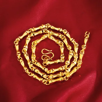 

Personalised Chain Necklaces For Men Punk Gold Filled Jewelry Curb Chain Bone Bamboo Necklace Collier