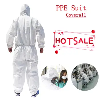

Disposable Hoodies Jumpsuit Coveralls Gown Dust-proof Isolation Clothes Labour Suit Security Protection Hooded Clothing PPE Suit