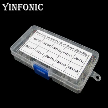 

10 values 200pcs 1N4738~1N4748 1W Glass Zener Diode Box Set