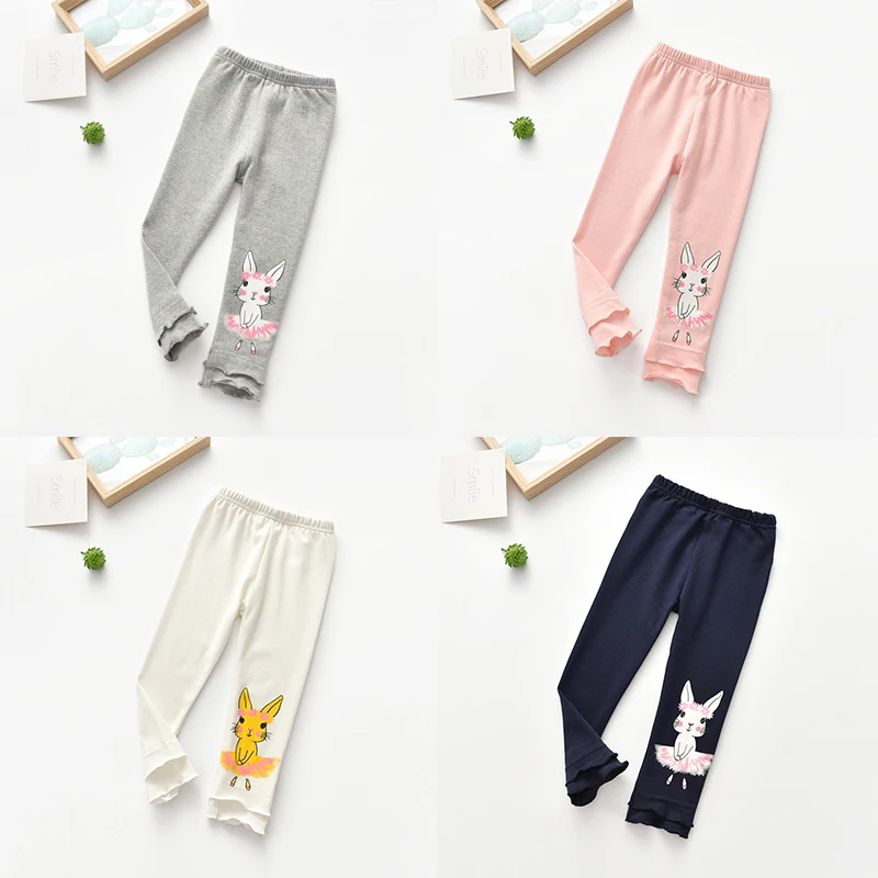 Зимние леггинсы для девочек; осенние детские штаны для маленьких девочек; леггинсы для девочек с рисунком кролика; хлопковые брюки; танцевальные штаны для малышей; 6