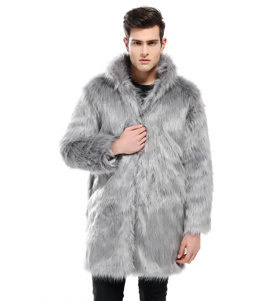 Серый Осенняя кожаная куртка из искусственной норки, мужская, черная, серая, зимняя, утолщенная, теплая, меховая, кожаная, мужская, тонкая, куртки, jaqueta de couro, модная - Цвет: Серый
