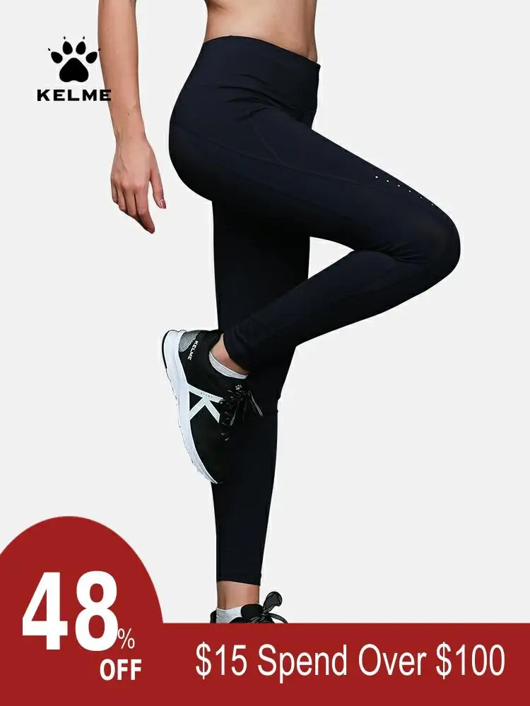 KELME, для бега, дышащие, для фитнеса, женские, спортивные, для йоги, для тренировок, с высокой талией, трико, леггинсы, 3672022-1