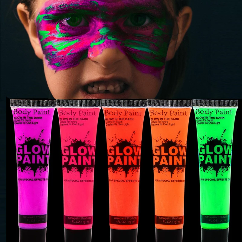 5 цветов темная краска для лица и тела УФ светящийся Макияж на Хэллоуин красивая