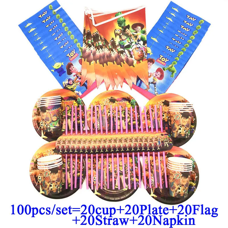 Toy Story Party Theme Supplies Paper Plates Cups Disposable Tableware Set Kids Boy Birthday Decorations Banner | Дом и сад