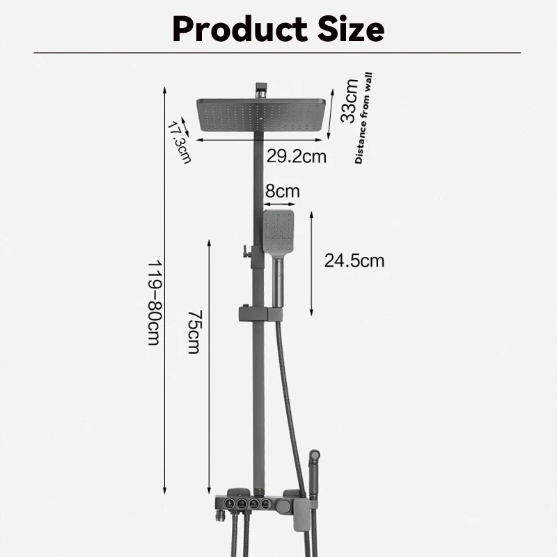 

Серый душевой набор смесители для ванной комнаты настенный 3-функциональный термостатическая Душевая система светодиодный цифровой душевой набор смеситель для ванны B015